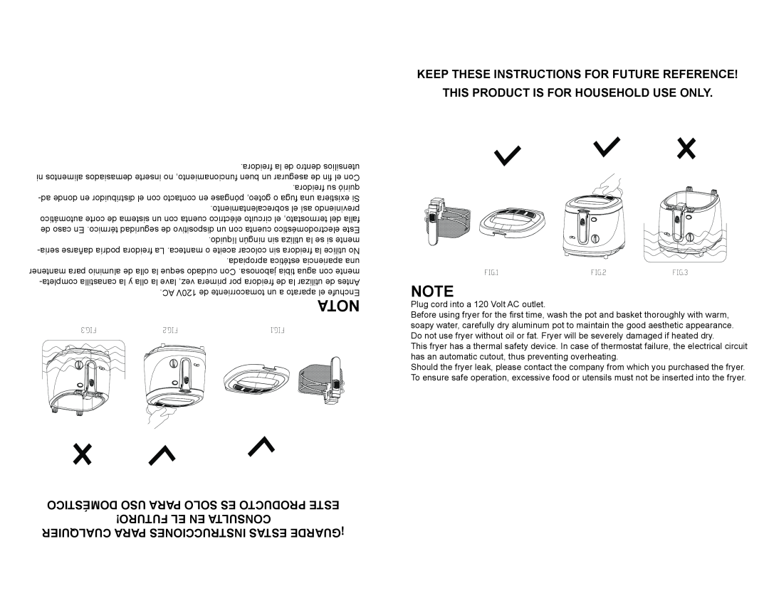 Continental Electric CE23379 Keep These Instructions For Future Reference, This Product Is For Household Use Only, Nota 