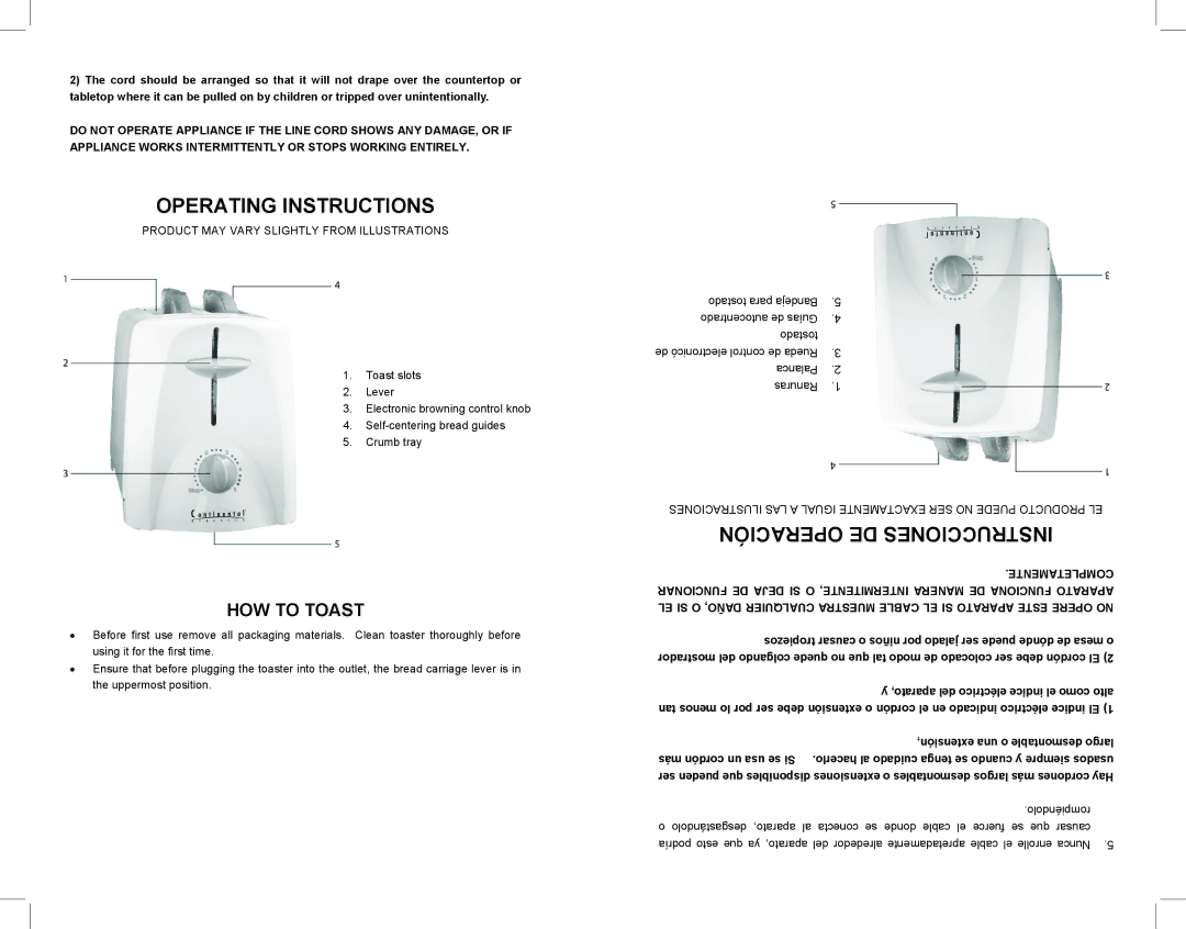 Continental Electric CE23401 user manual Operating Instructions, Operación DE Instrucciones, Completamente 