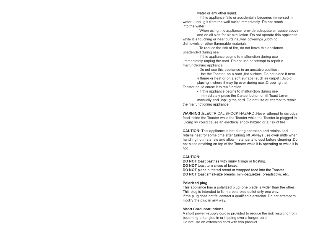 Continental Electric CE23431 instruction manual Polarized plug, Short Cord Instructions 