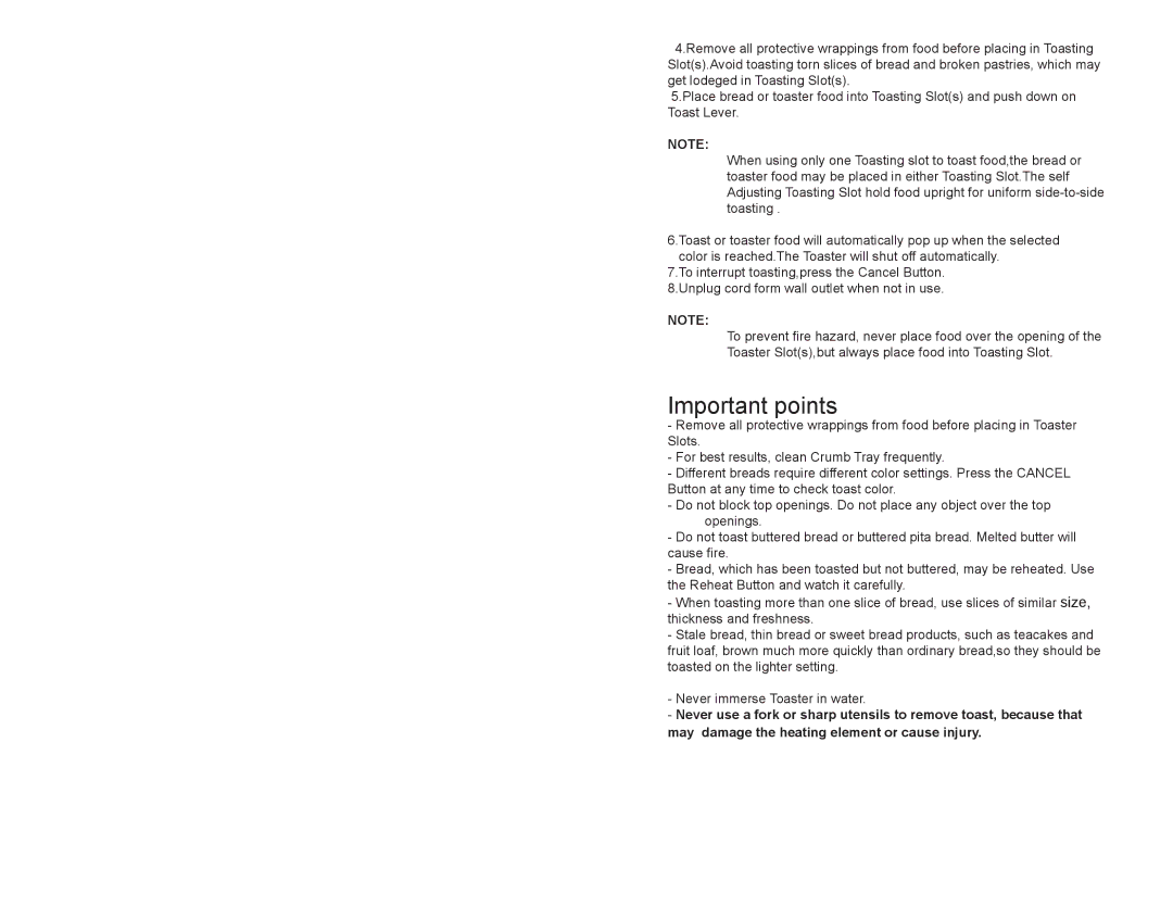 Continental Electric CE23431 instruction manual Important points 