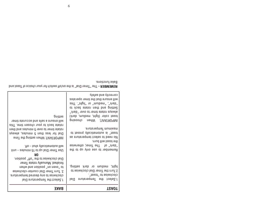 Continental Electric CE23531 instruction manual Bake Toast, Choosing When Important 