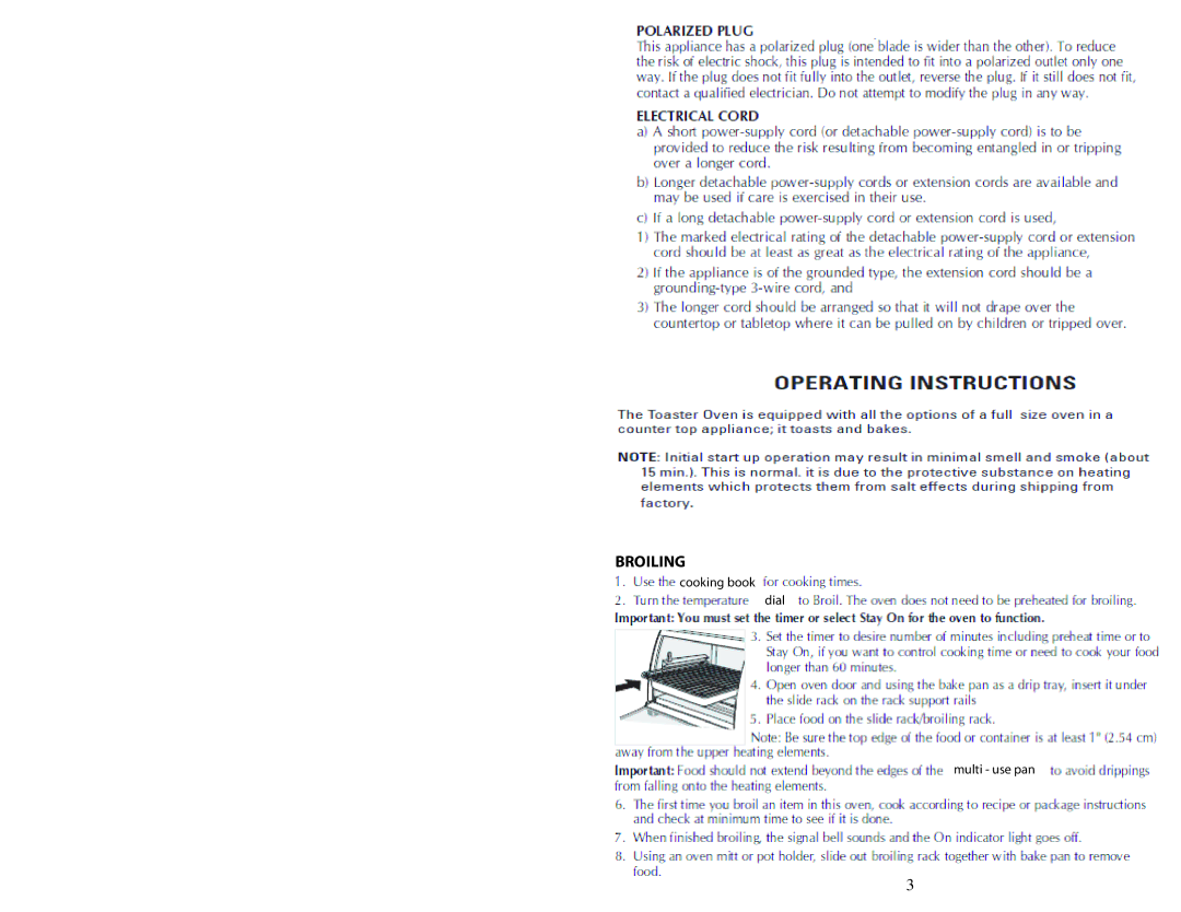 Continental Electric CE23531 instruction manual Broiling 