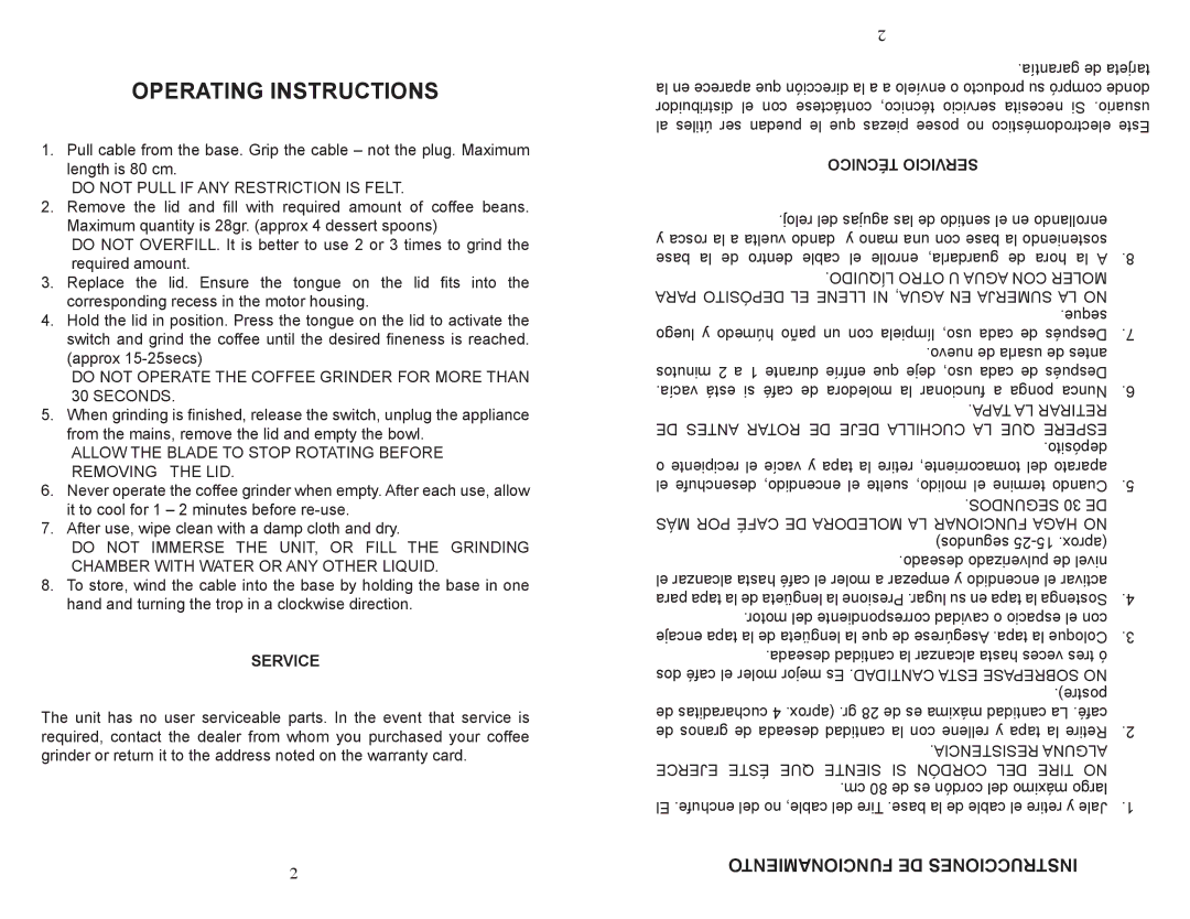 Continental Electric CE23599, CE23591 instruction manual Operating Instructions 