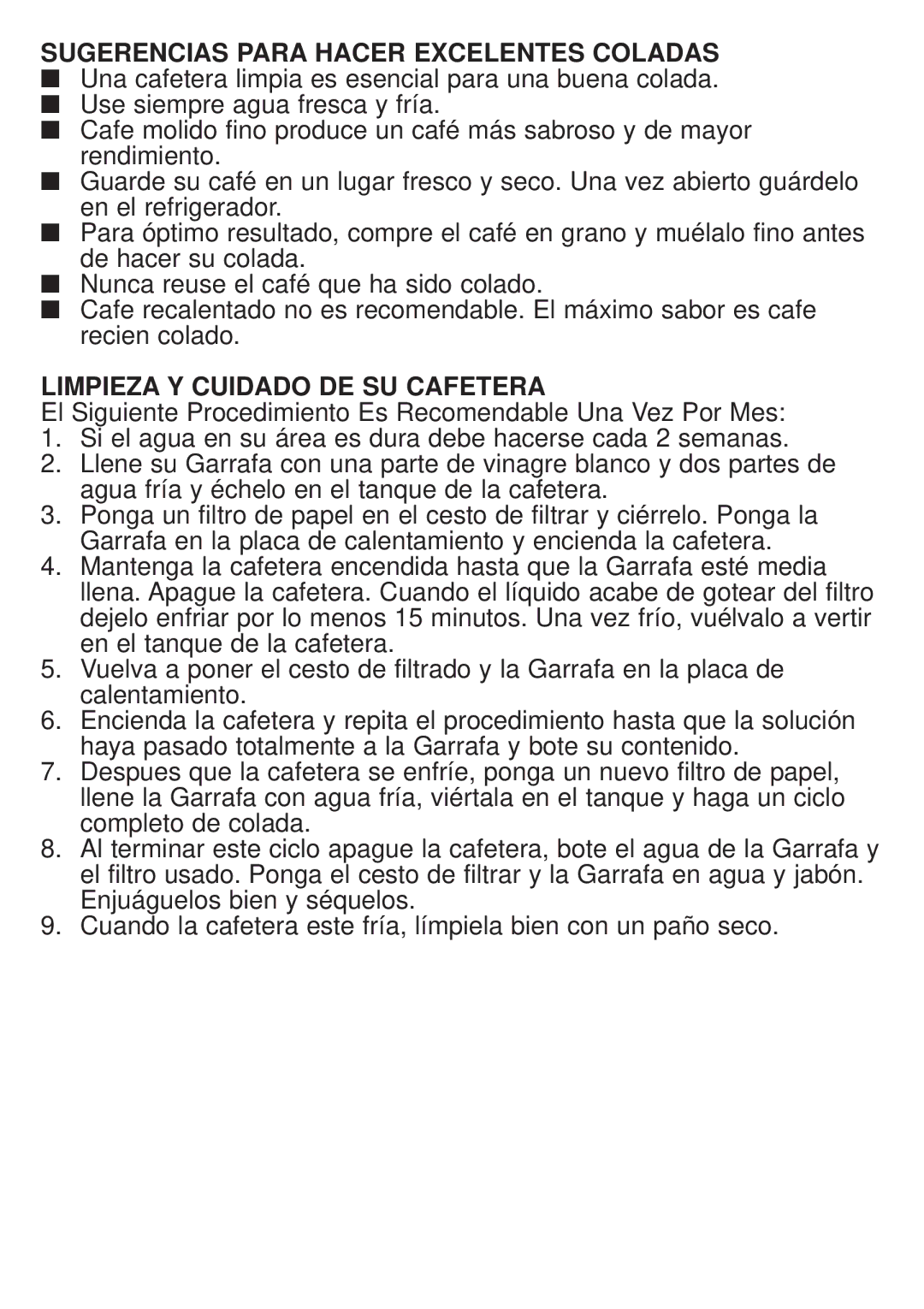 Continental Electric CE23609 operating instructions Limpieza Y Cuidado DE SU Cafetera 