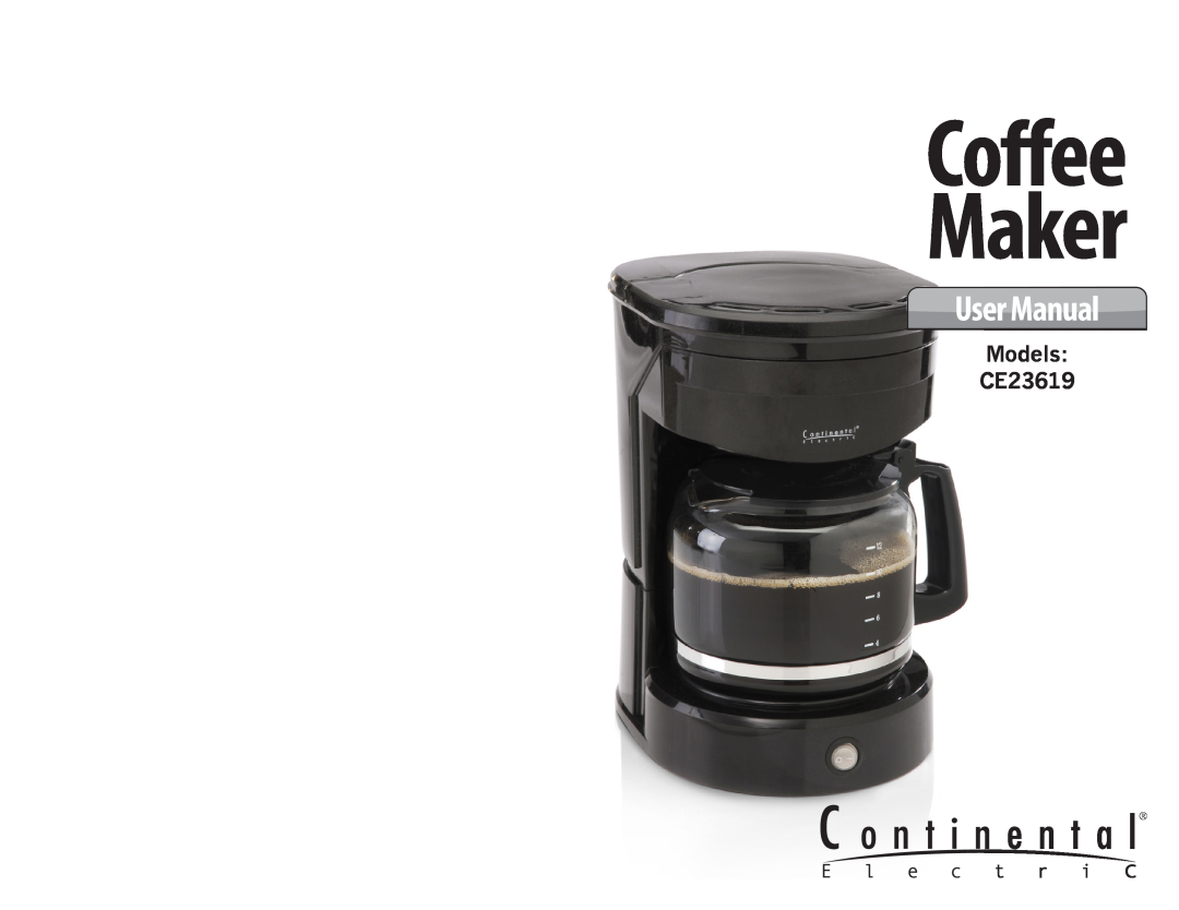 Continental Electric user manual Models CE23619, Coffee Maker 