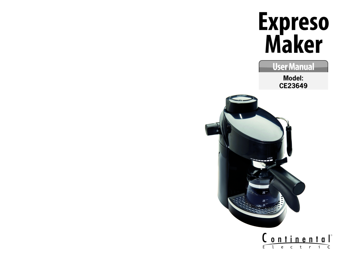 Continental Electric manual Model CE23649, Maker, Expreso 