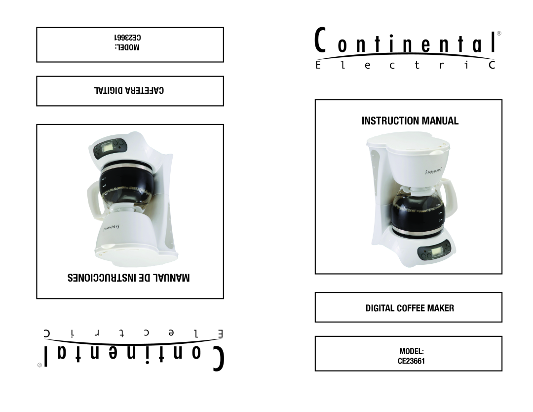 Continental Electric manual Ucciones Inst De Manual, Al Digi Cafetera, Digital Coffee Maker, CE23661 MODEL 