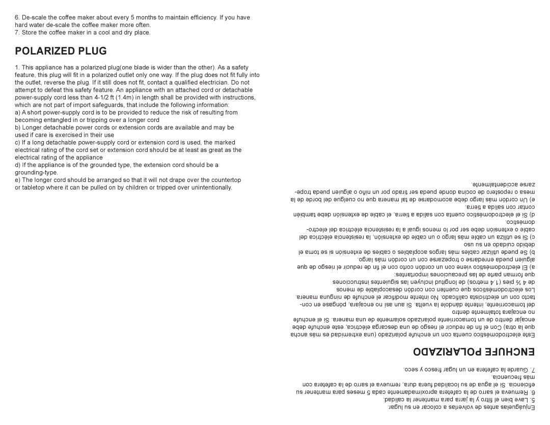 Continental Electric CE23679, CE23671 user manual Polarized Plug, Polarizado Enchufe 