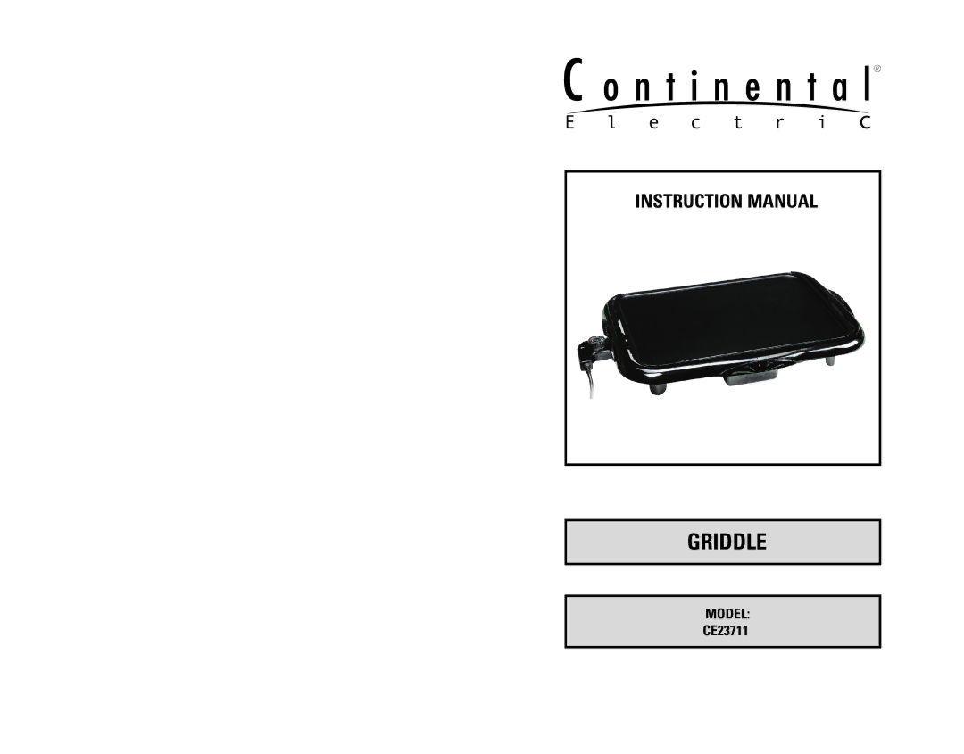 Continental Electric CE23711 instruction manual Griddle 