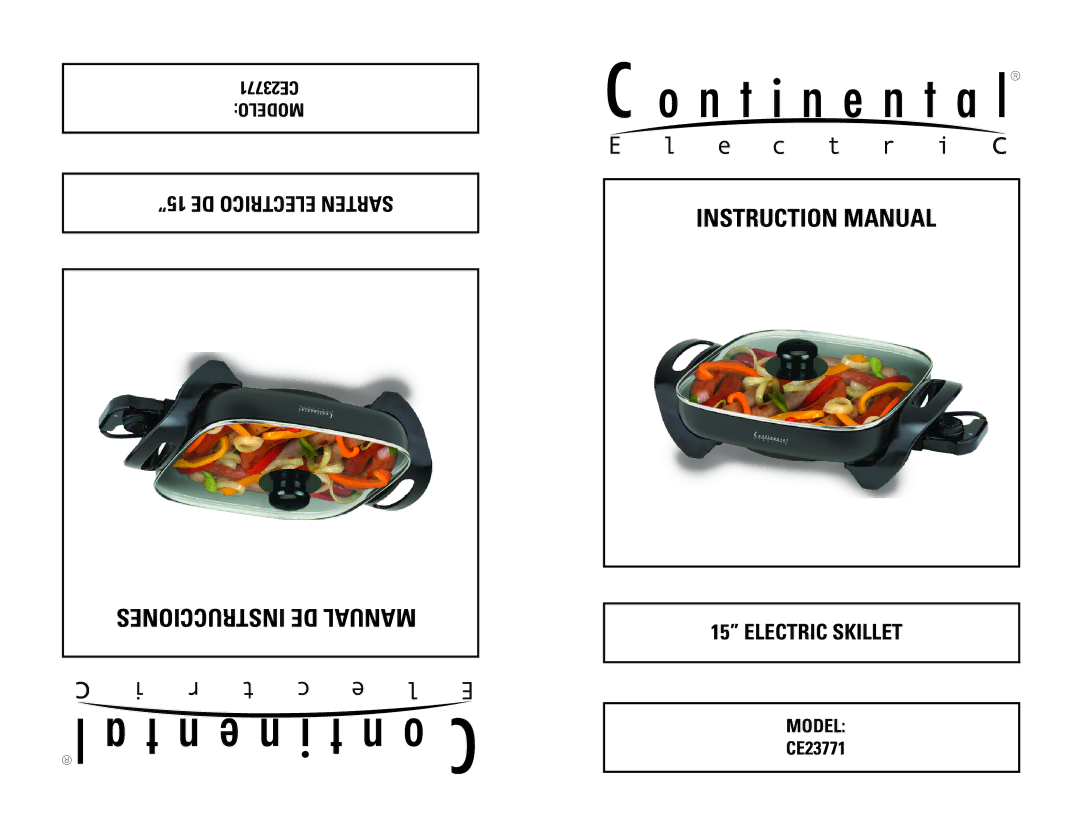 Continental Electric CE23771 instruction manual Instrucciones DE Manual 