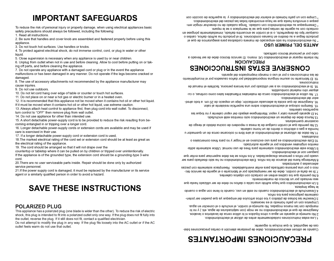 Continental Electric CE23771 instruction manual Important Safeguards 