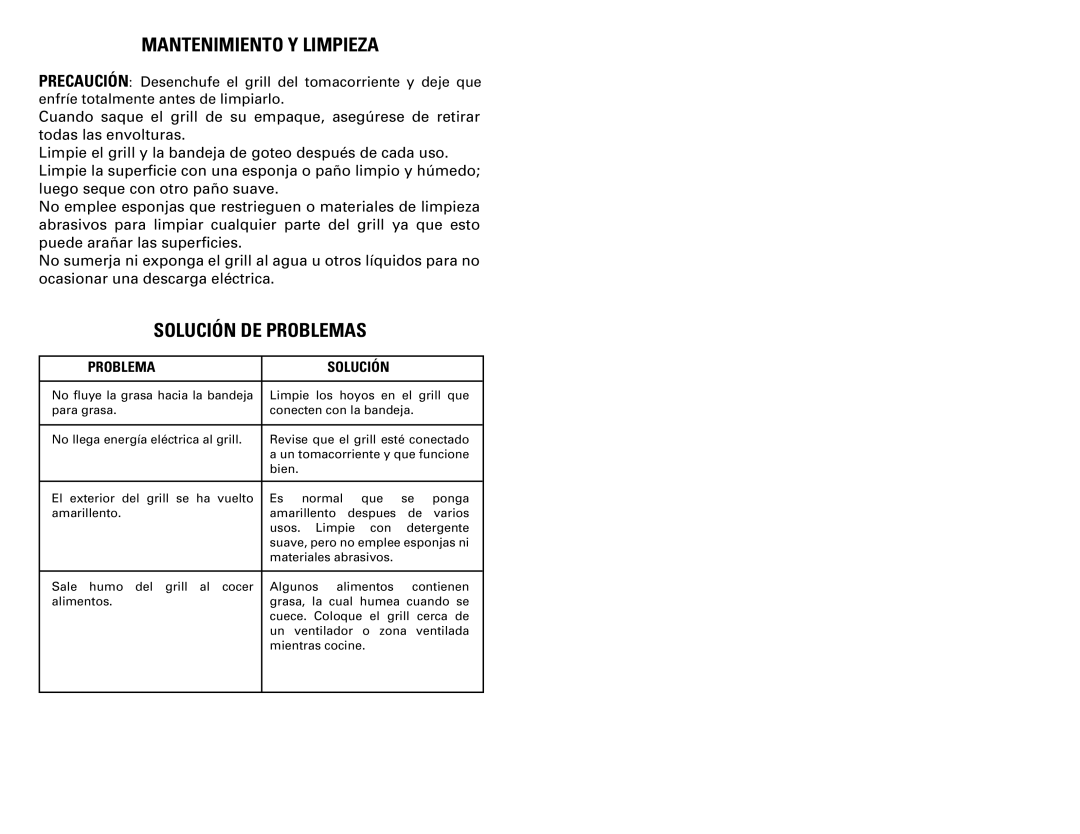 Continental Electric CE23791 user manual Mantenimiento Y Limpieza, Solución De Problemas 