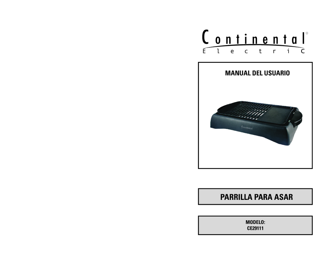 Continental Electric CE29111 instruction manual Parrilla Para Asar 