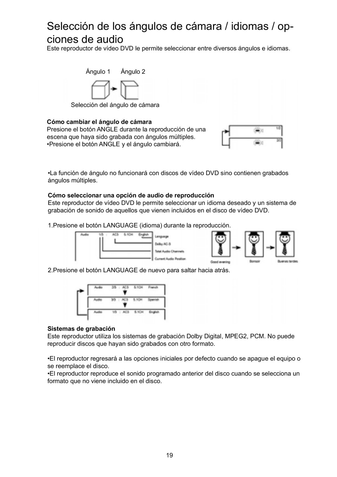 Continental Electric CEDVD95245 FlrqhvGhDxglr, Cómo cambiar el ángulo de cámara, VhUhhpsodfhHoGlvfr 