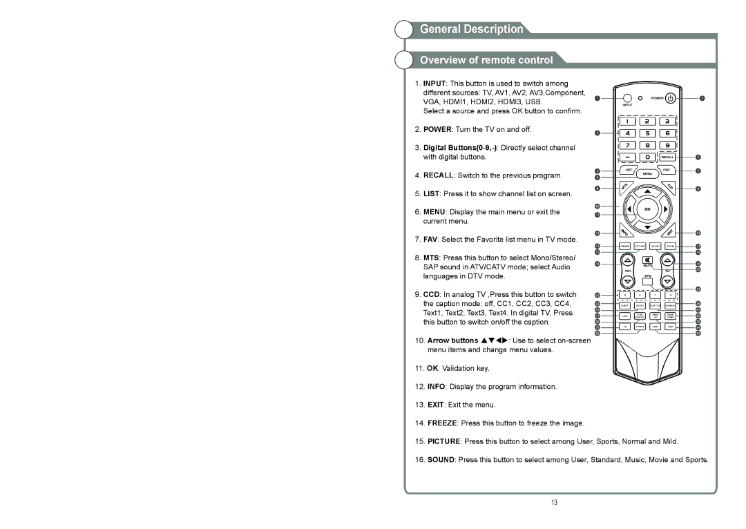 Continental Electric CELED48157 instruction manual Input This button is used to switch among 