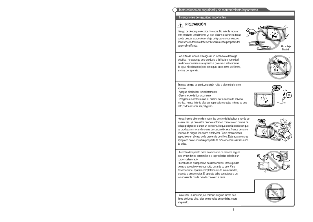 Continental Electric CELED48157 instruction manual Instrucciones de seguridad y de mantenimiento importantes, Precaución 