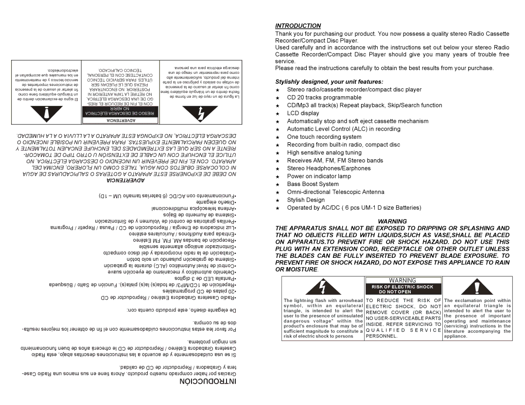 Continental Electric CEPD64381 instruction manual Introducción, Introduction 