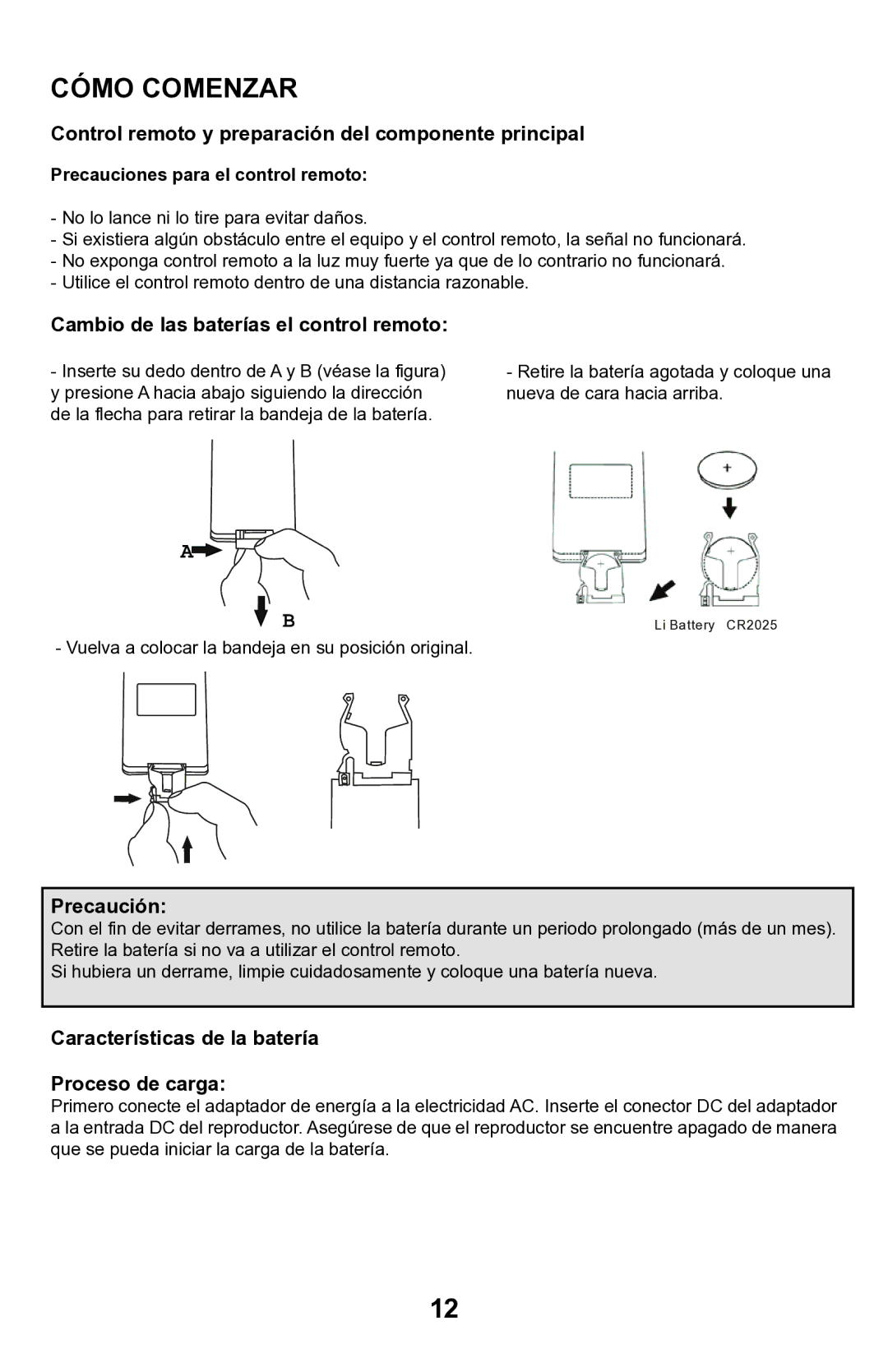 Continental Electric CEPDV97785 manual Cómo Comenzar, Control remoto y preparación del componente principal, Precaución 