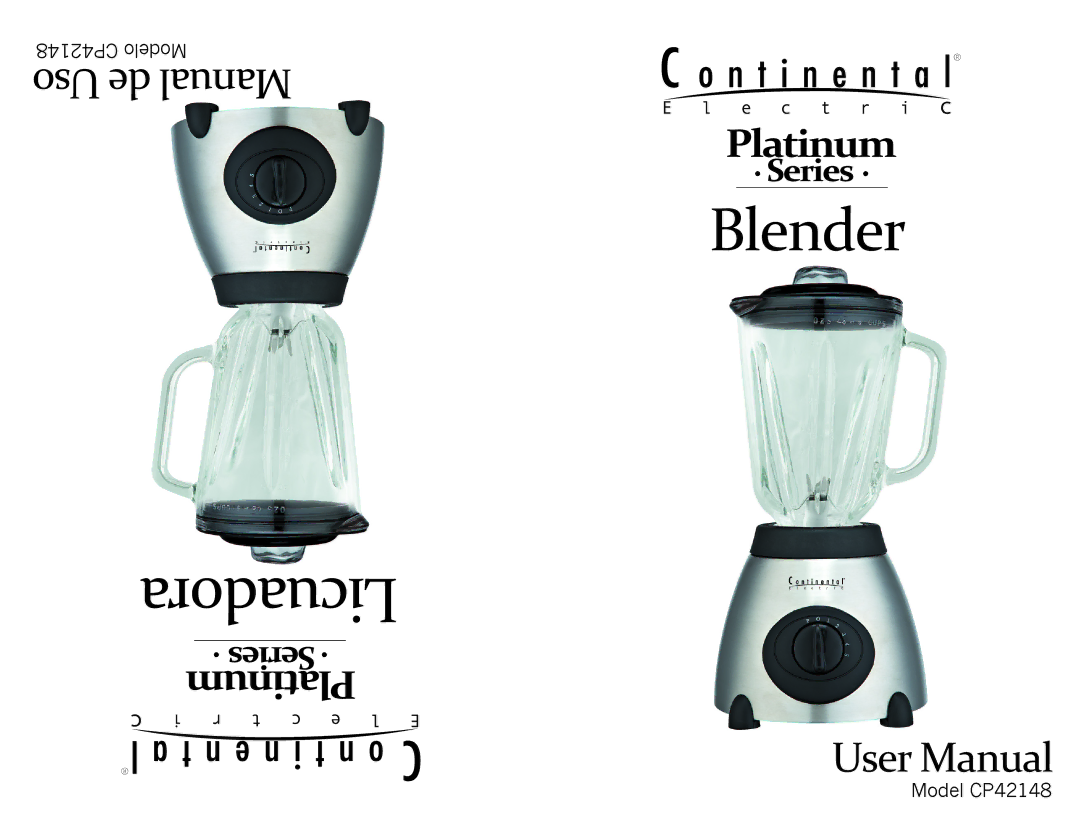 Continental Electric CP42148 user manual Licuadora 