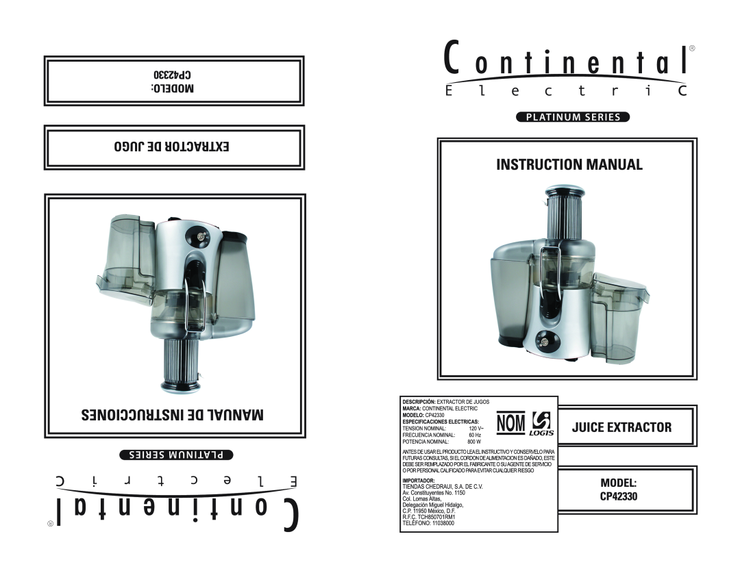 Continental Electric CP42330 manual 