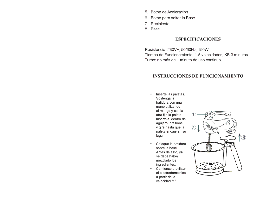 Continental Electric CP43179 instruction manual Especificaciones, Instrucciones DE Funcionamiento 