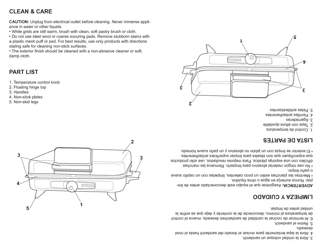 Continental Electric CP43719 user manual Clean & Care, Part List 