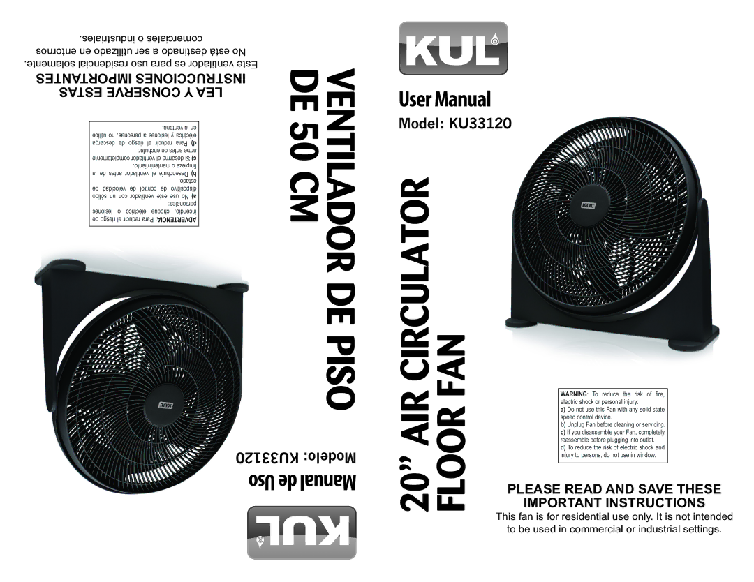 Continental Electric KU33120 user manual Cm de Piso 