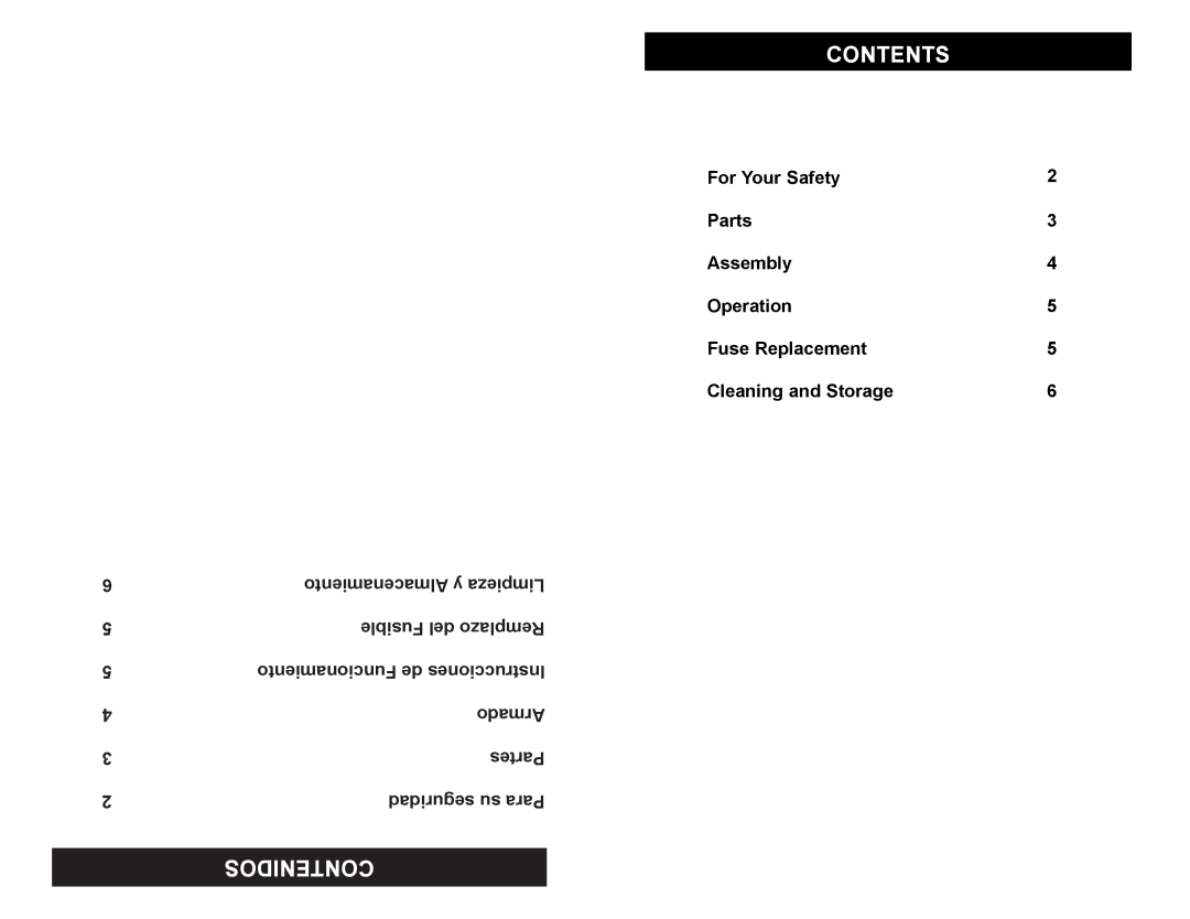 Continental Electric KU33430 user manual Contents, Contenidos 