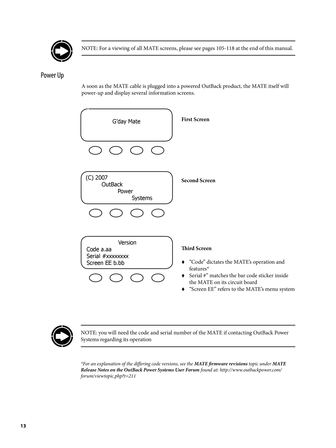 Continental Home MATE2 manual Power Up, Second Screen Third Screen 