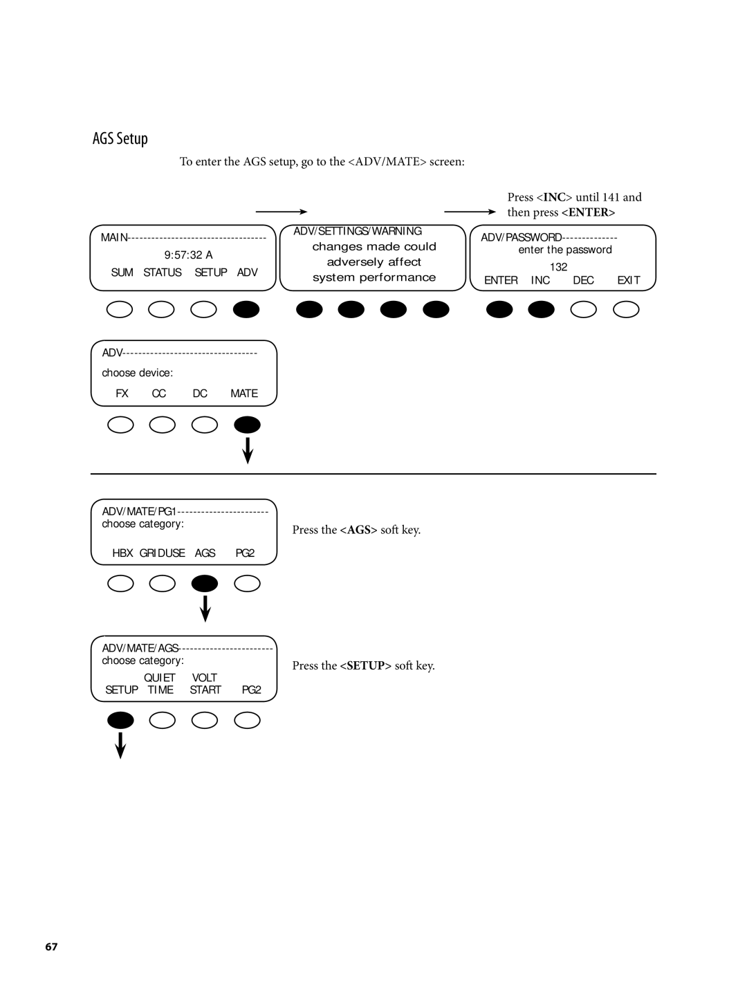 Continental Home MATE2 manual AGS Setup, Then press Enter 