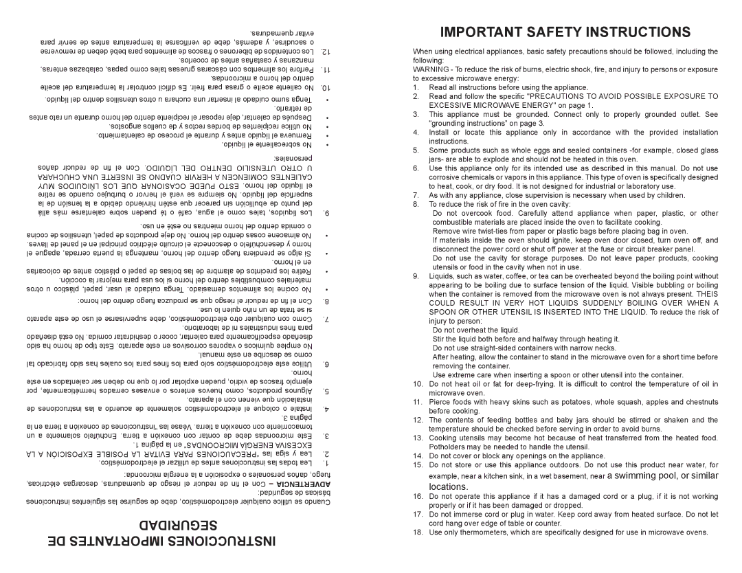 Continental Platinum CP38711 instruction manual Seguridad DE Importantes Instrucciones 