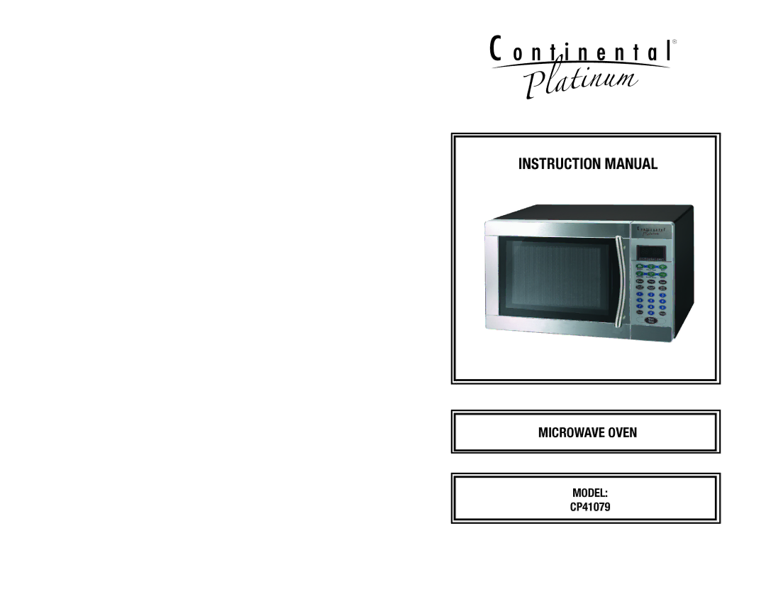 Continental Platinum CP41079 instruction manual Microwave Oven 