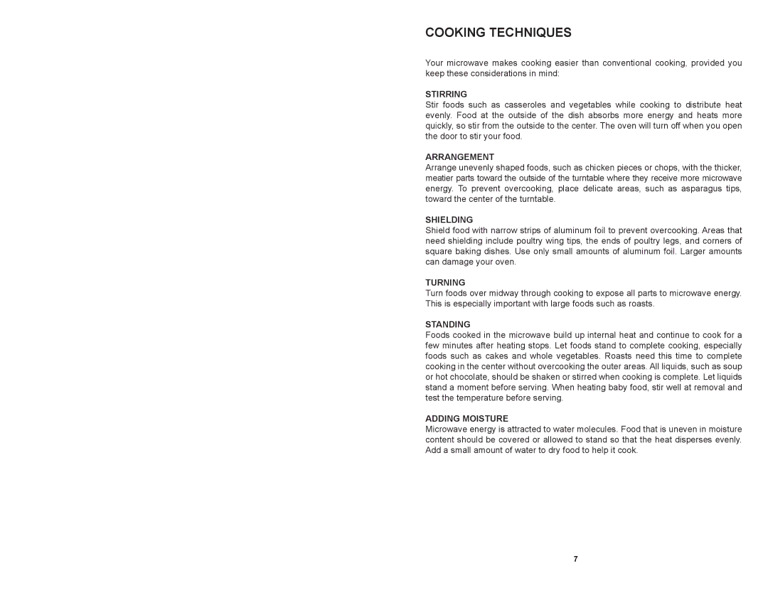 Continental Platinum CP41119 instruction manual Cooking Techniques 