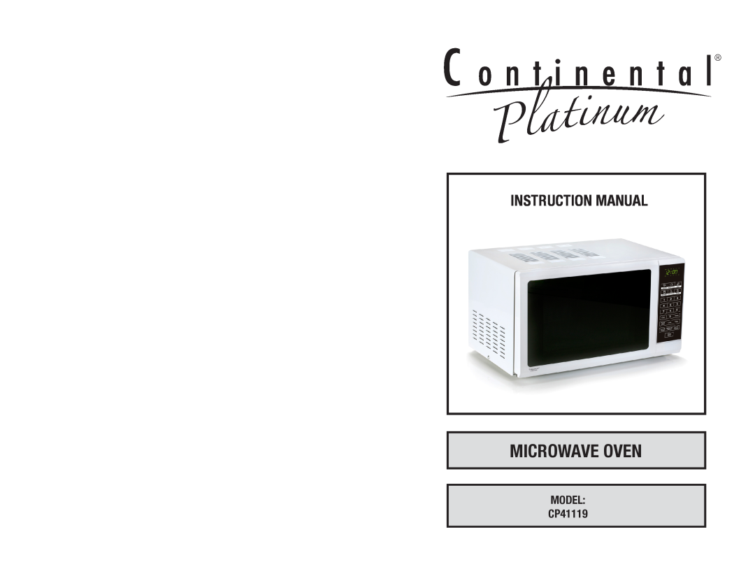 Continental Platinum instruction manual Microwave Oven, MODEL CP41119 
