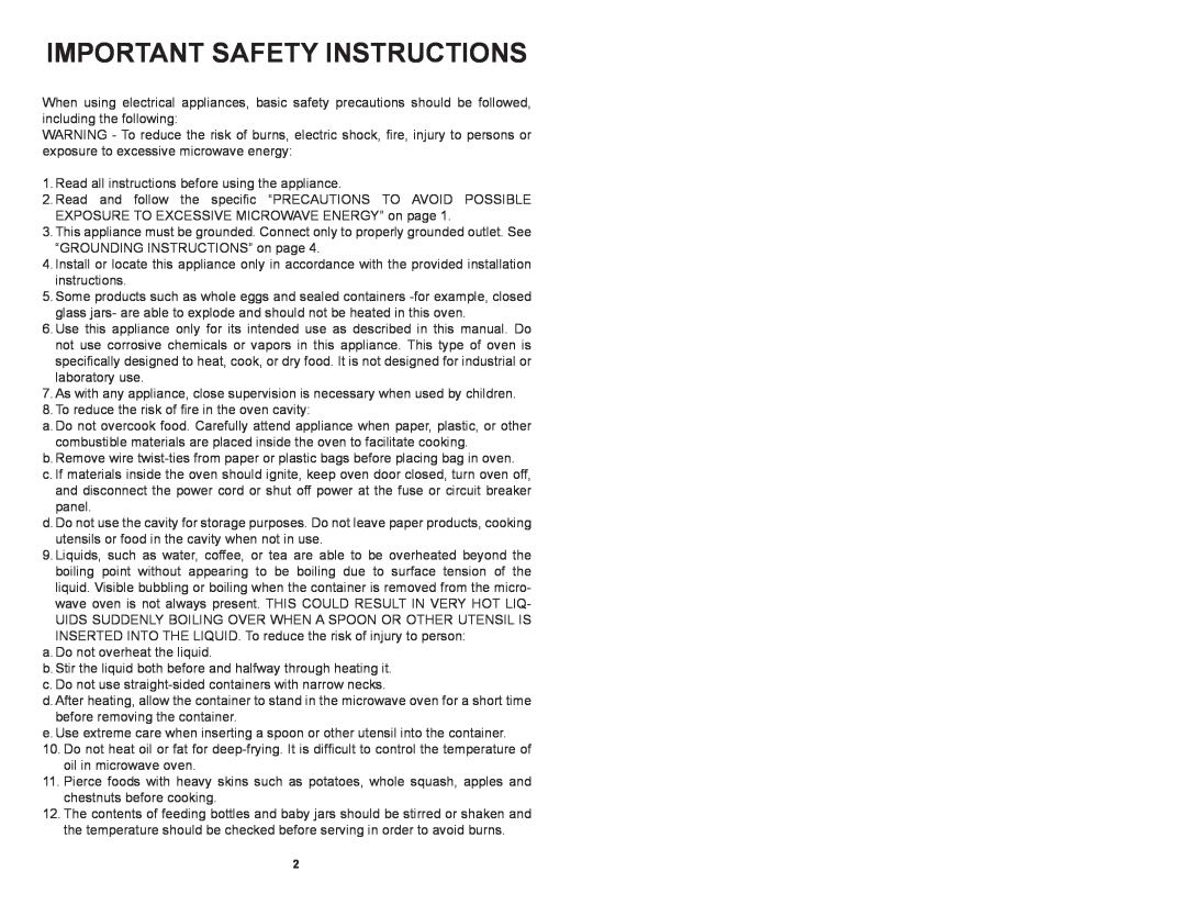 Continental Platinum CP41119 instruction manual Important Safety Instructions 