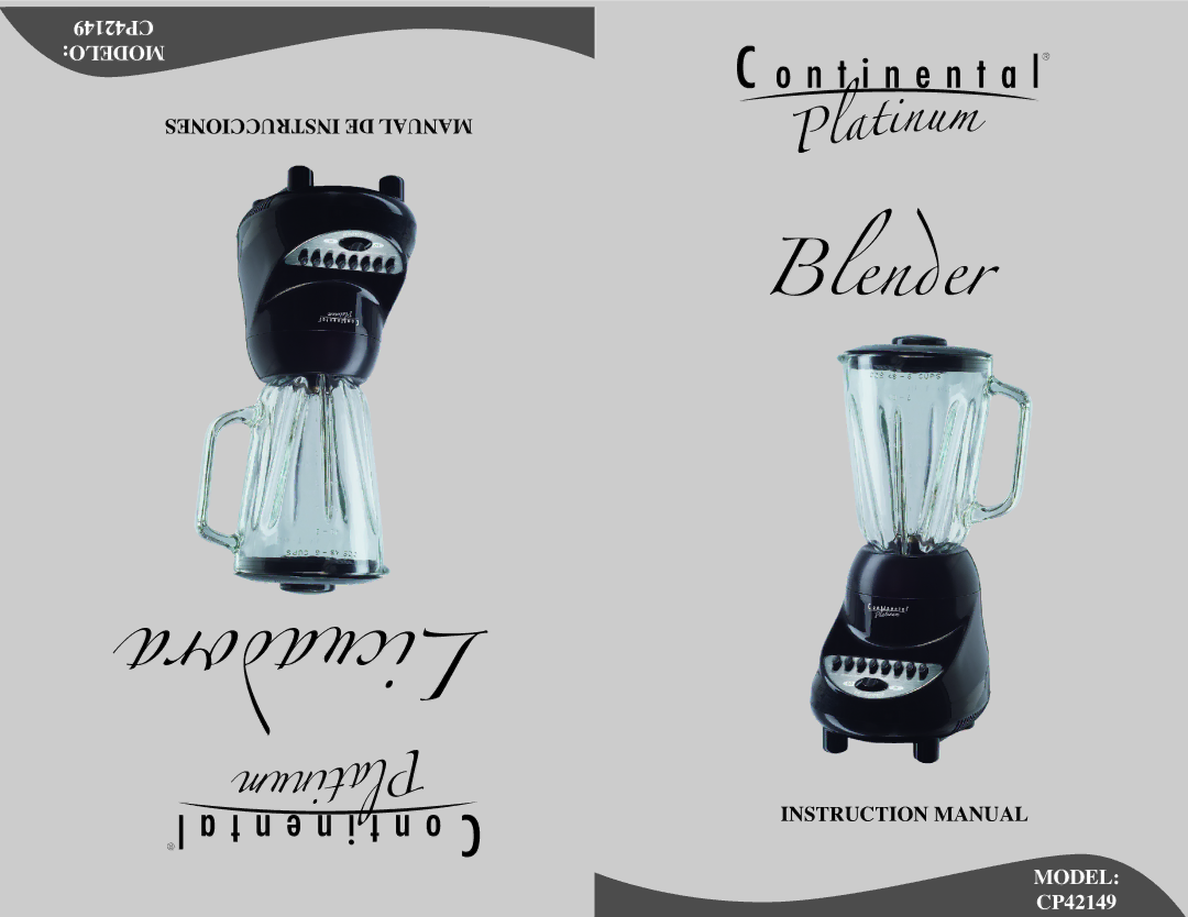 Continental Platinum CP42149 instruction manual Licuadora 