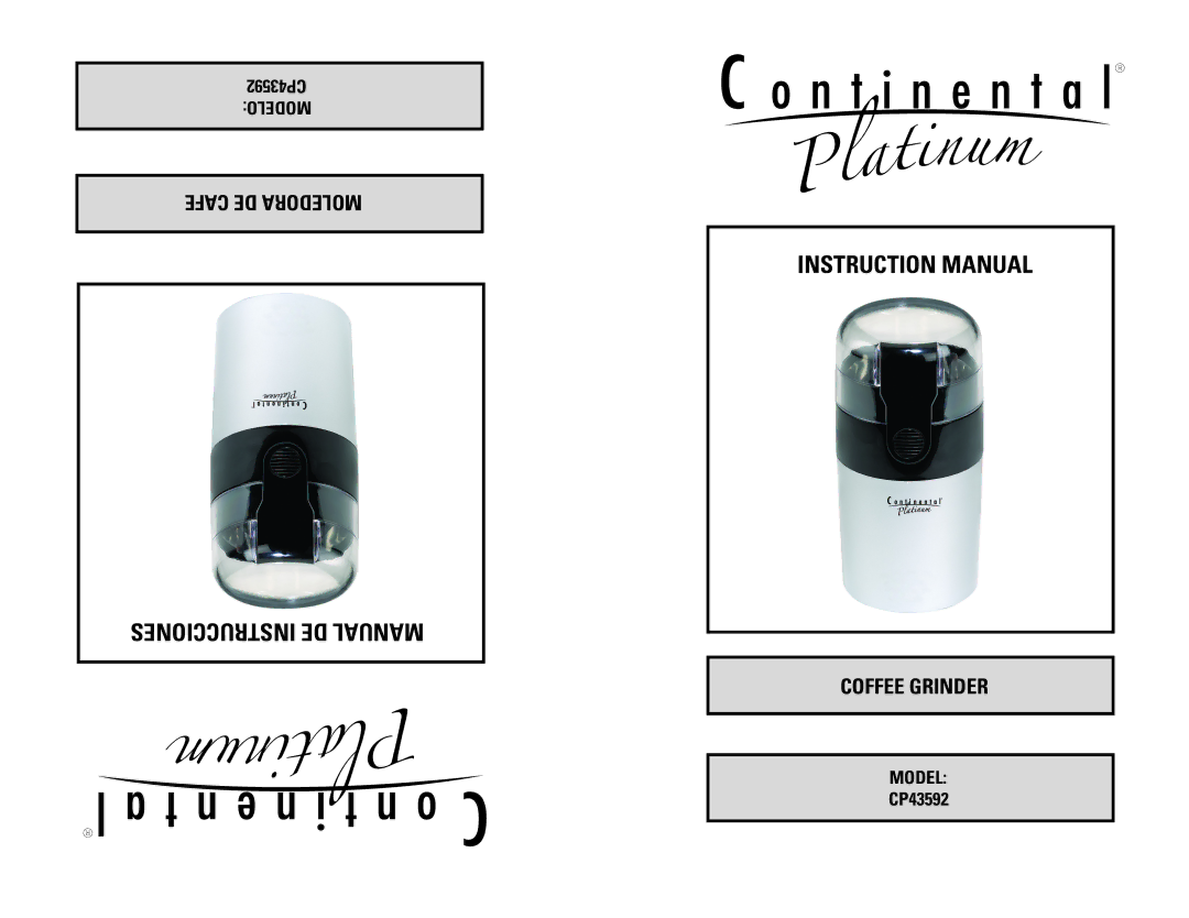 Continental Platinum CP43592 instruction manual Modelo 