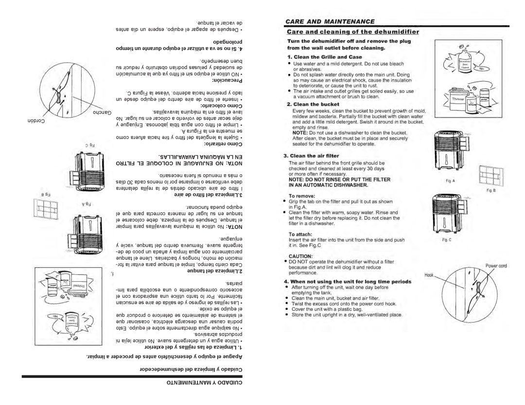 Continental PS78403 user manual Lavavajillas Máquina LA EN, Filtro EL Coloque NI Enjuague no Nota, Mantenimiento Y Cuidado 