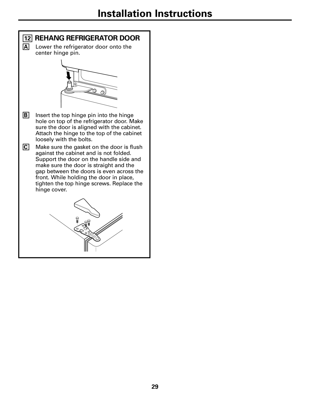 Continental Refrigerator 22, 20 installation instructions Rehang Refrigerator Door 