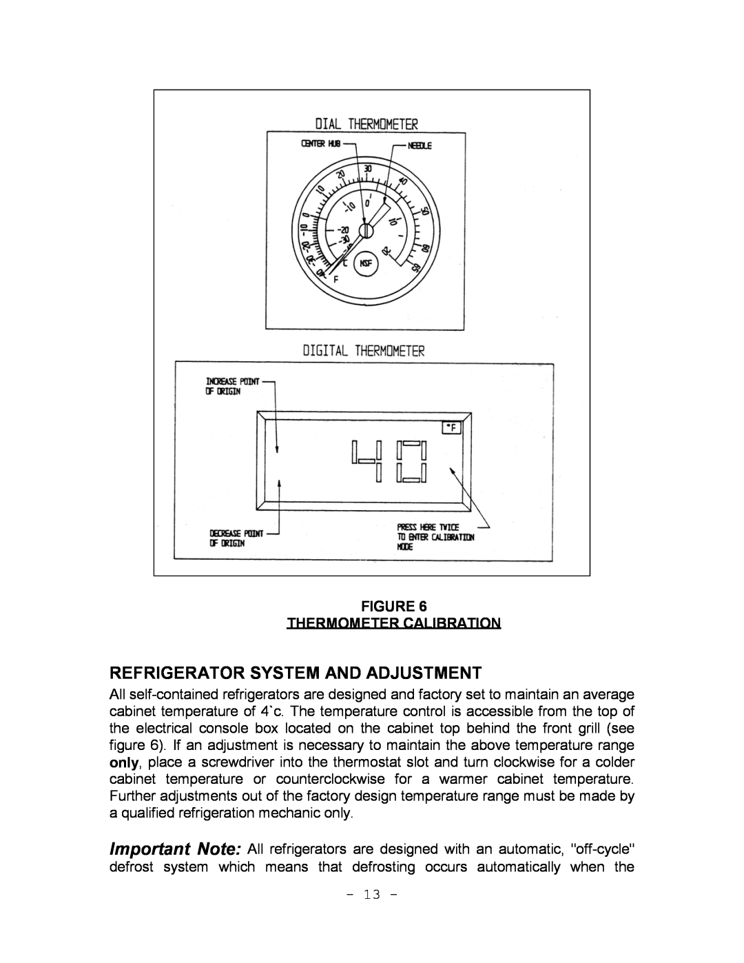 Continental Refrigerator Refrigerators and Freezers Refrigerator System And Adjustment, Figure Thermometer Calibration 
