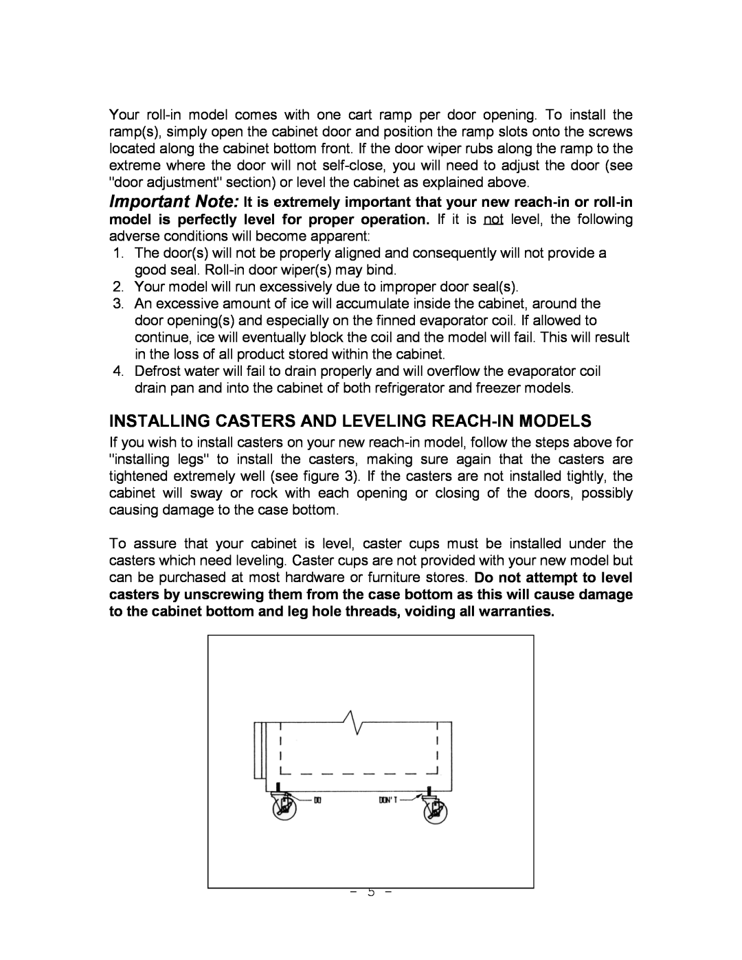 Continental Refrigerator Refrigerators and Freezers instruction manual Installing Casters And Leveling Reach-Inmodels 