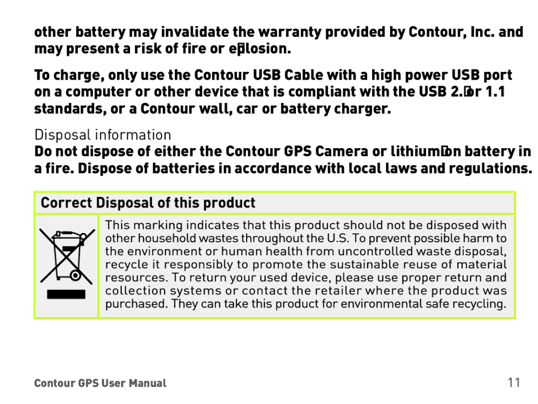 Contour 1400 manual Disposal information 