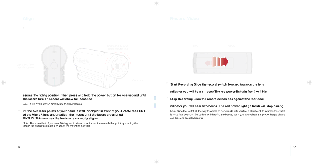 Contour J61250712V1100, 1102 manual Align, Record Video 