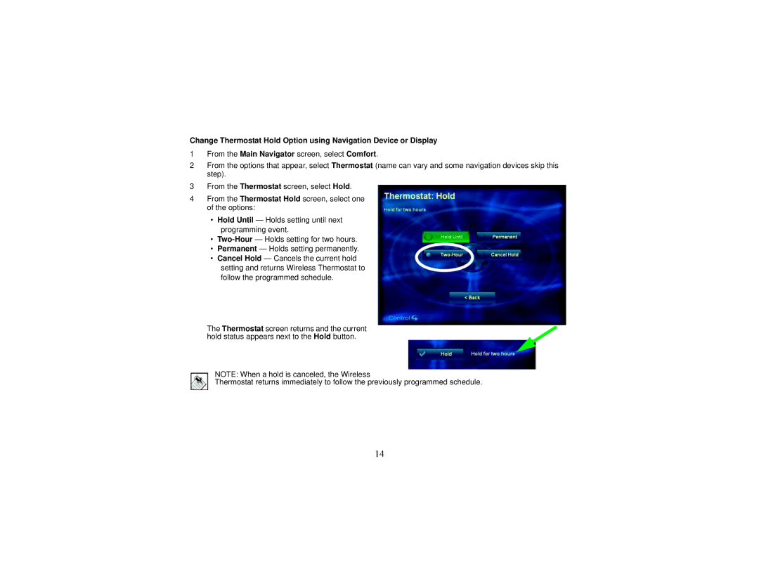 Control4 Wireless Thermostat manual 