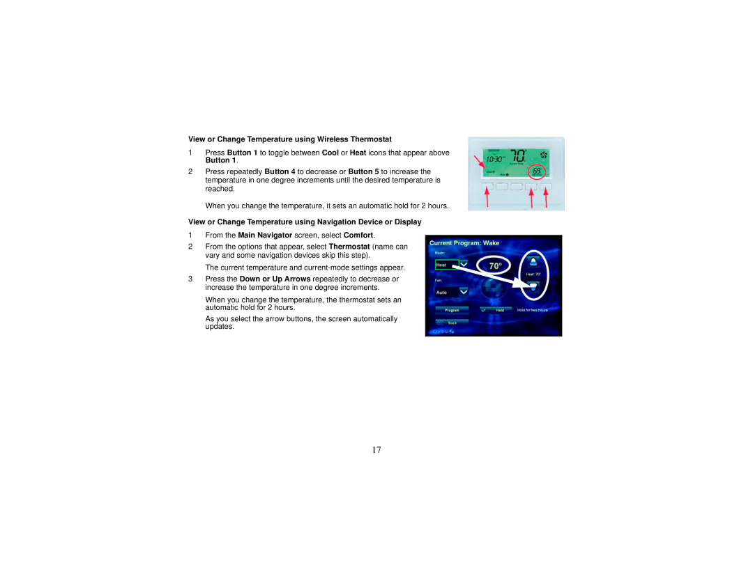 Control4 manual View or Change Temperature using Wireless Thermostat 