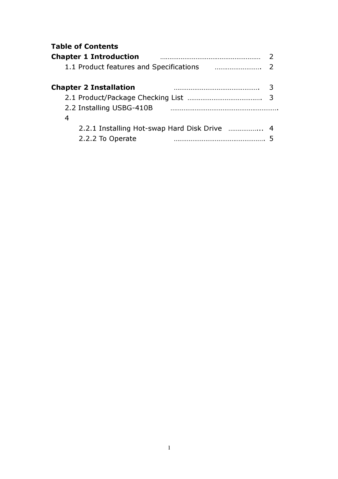 Cool Gear USBG-410B user manual Table of Contents Chapter Introduction, Chapter Installation 