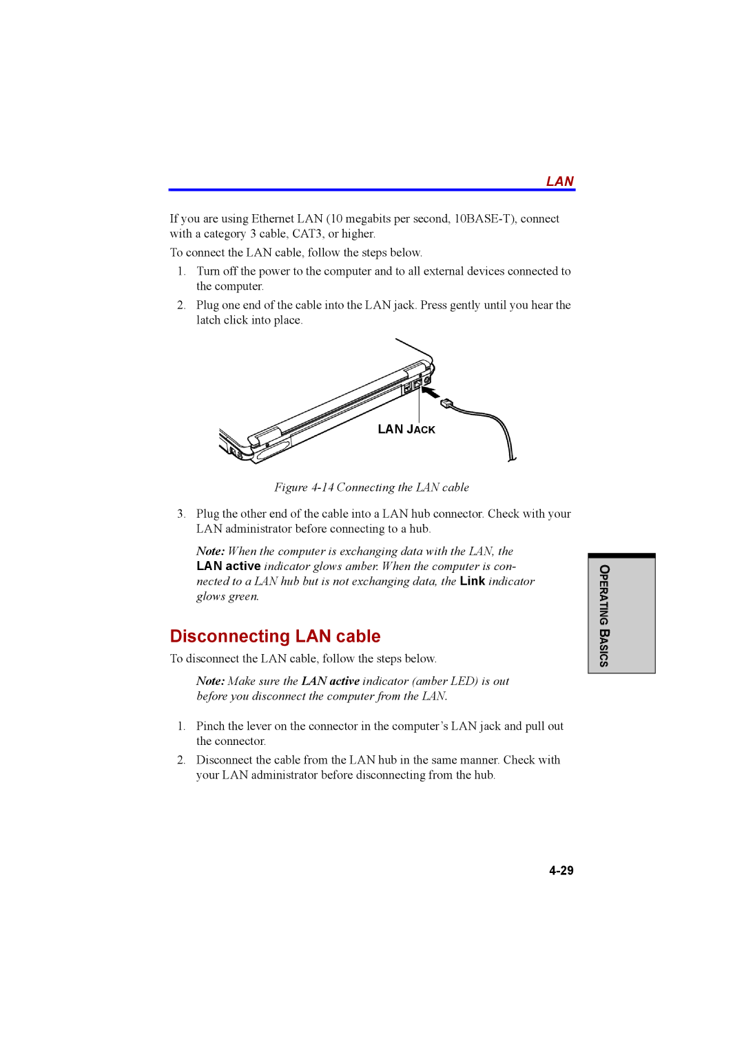 Cool-Lux A100 manual Disconnecting LAN cable, Lan 