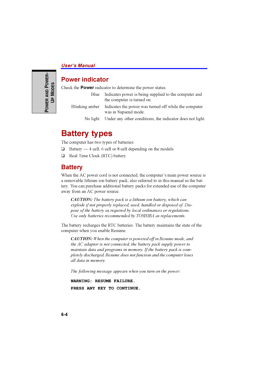 Cool-Lux A100 manual Battery types, Power indicator 