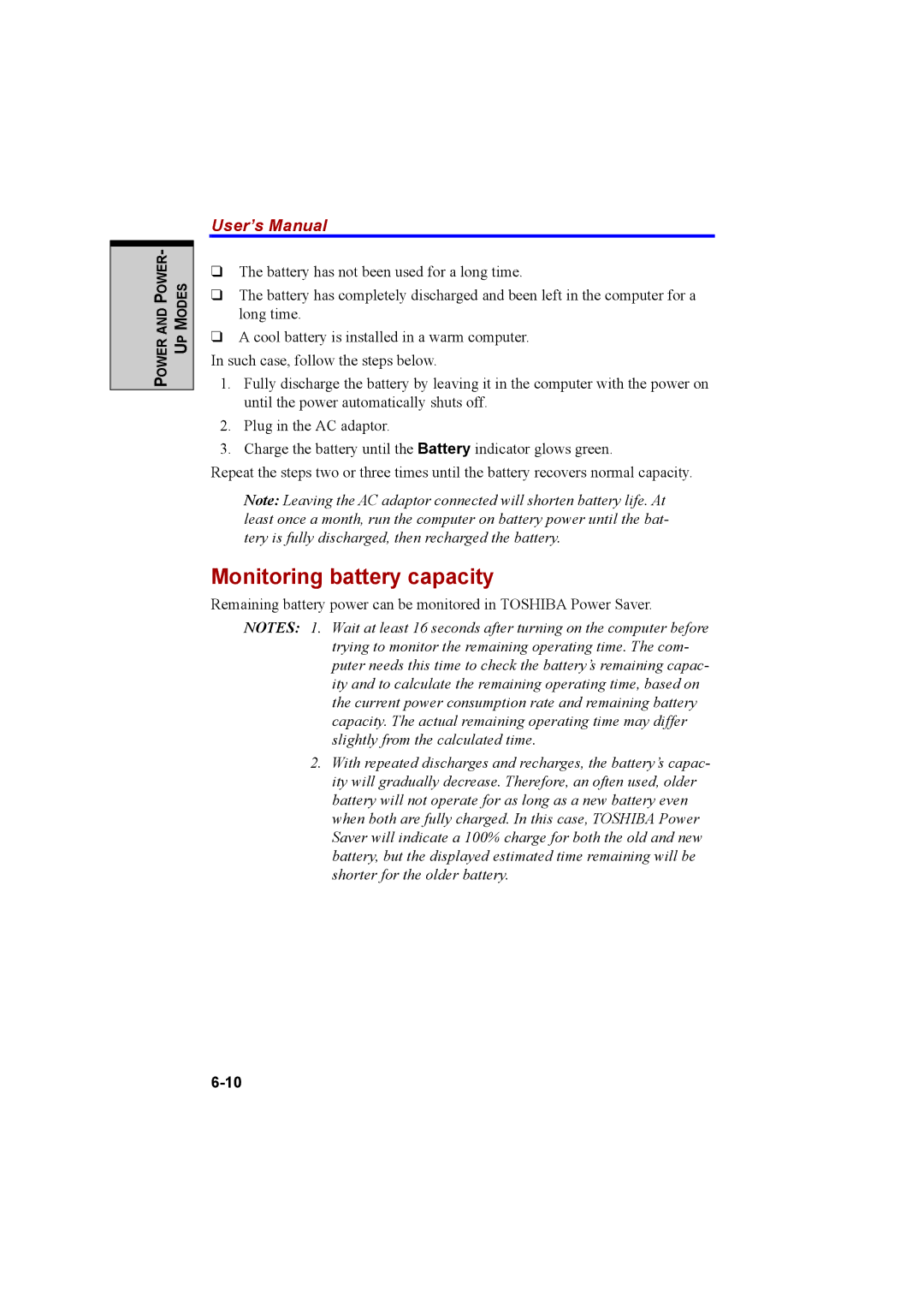 Cool-Lux A100 manual Monitoring battery capacity 