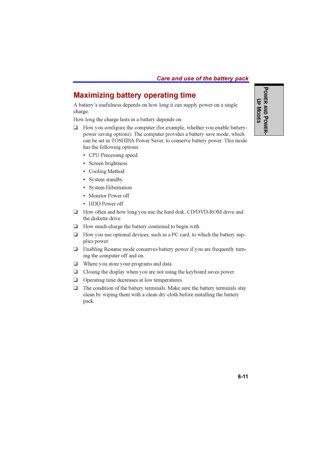 Cool-Lux A100 manual Maximizing battery operating time 